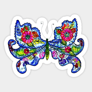 Floral butterfly drawing Sticker